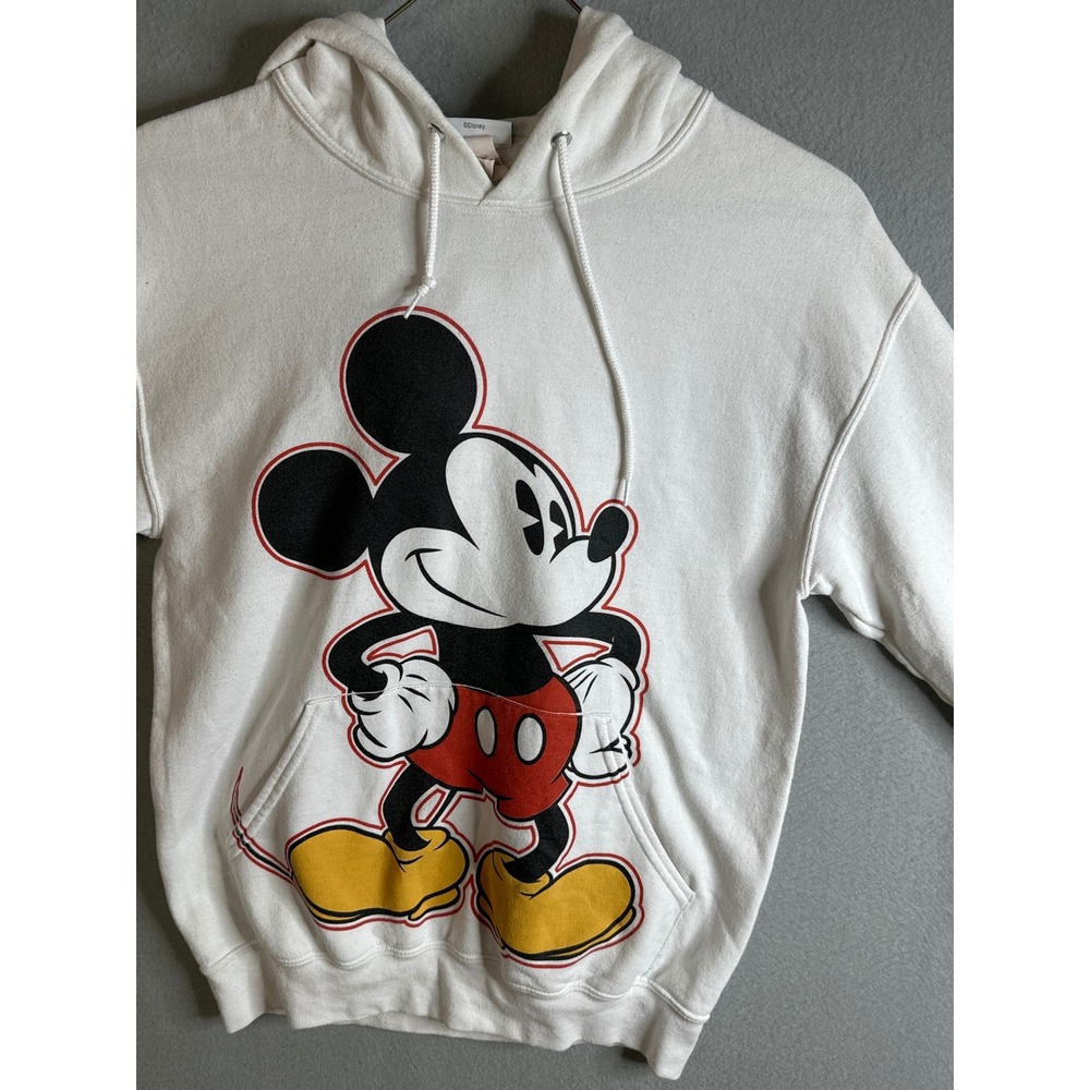 Disney Parks Mickey Mouse White Hoodie Sweatshirt Pullover Women's Small‎